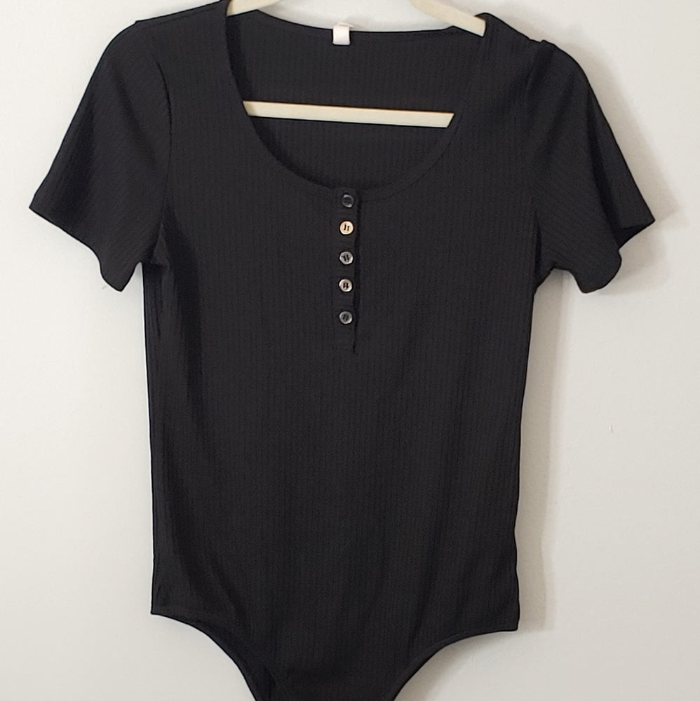 Black Short Sleeved Bodysuit